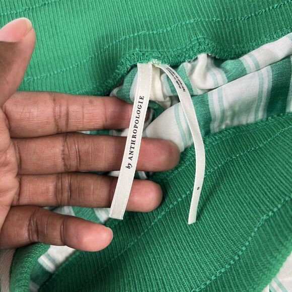 Anthropologie Womens Satin Shorts Striped High Rise Lightweight Drawstring SMALL - Picture 4 of 11